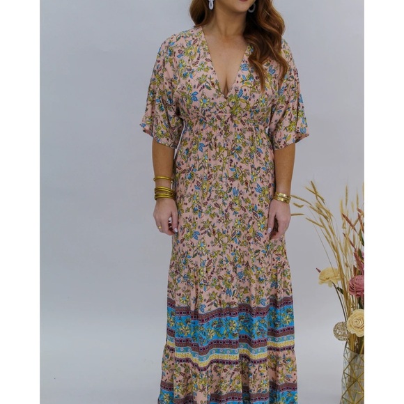 Floral Maxi Dress with Blue Accents NWT 129.00 - Picture 5 of 5